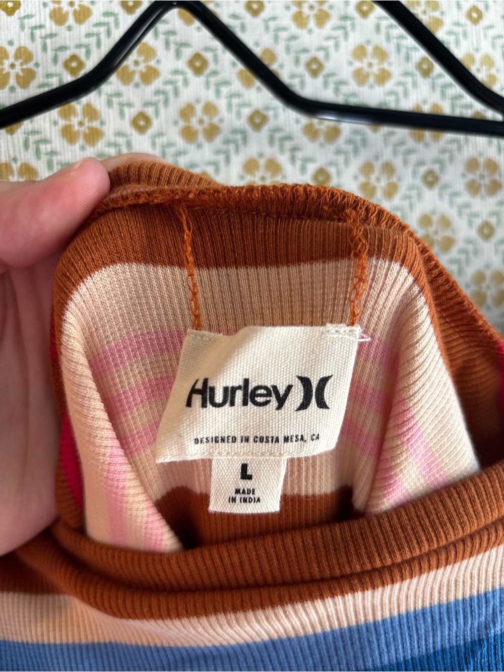 Hurley Striped Long Sleeve Maxi/Midi Dress in Brown, Pink & Blue - Picture 6 of 7